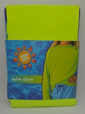 ABG Swim Shirt Youth- Neon Green & Orange UPF 50+ Long Sleeve Rash Guard  S 5/6